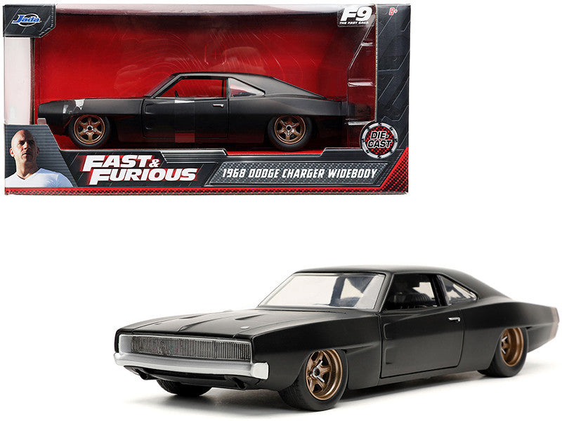 Dom's 1968 Dodge Charger Widebody Matt Schwarz "Fast & Furious 9 F9" (2021) Film 1:24 Modellauto von Jada