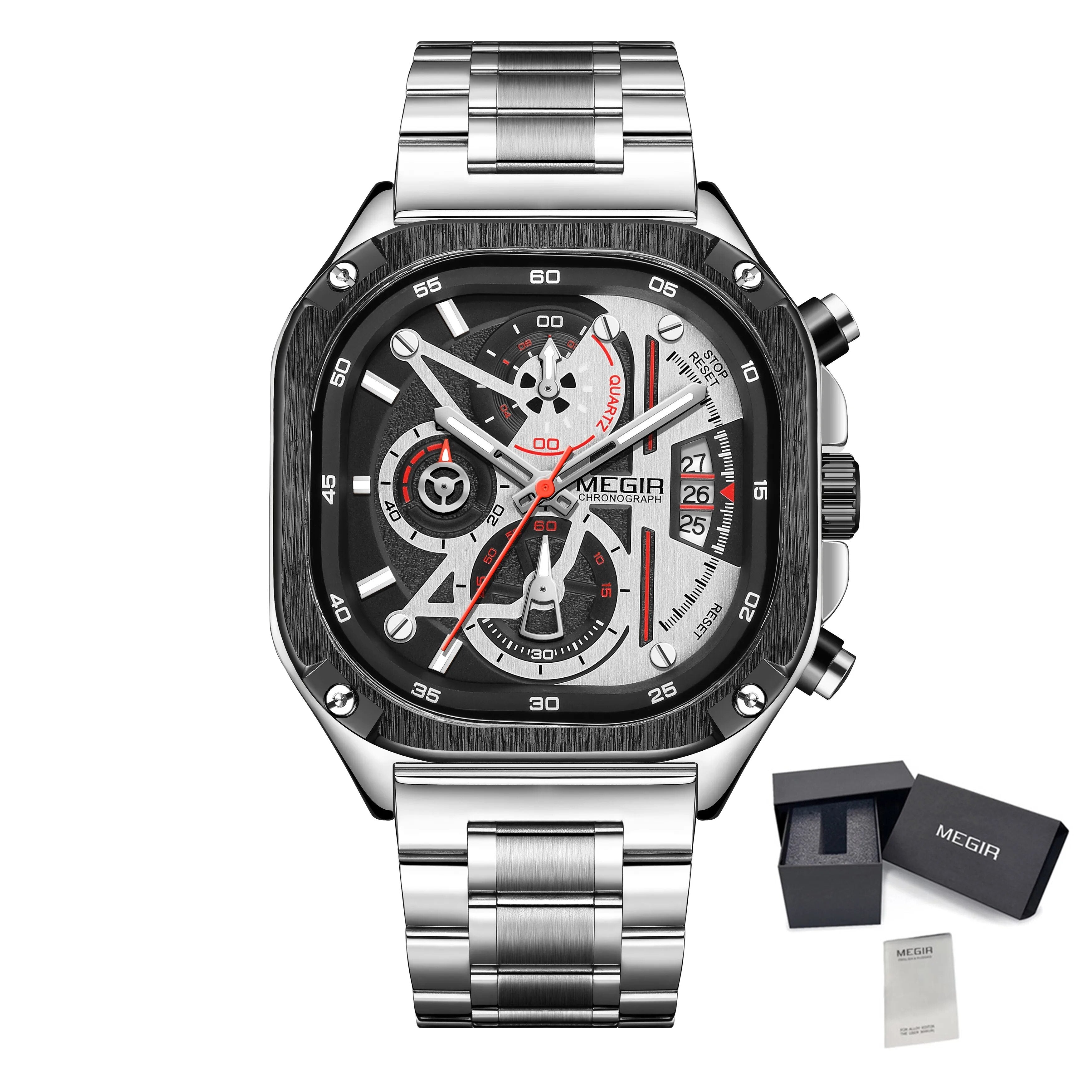 MEGIR Sports Military Watches for Men Luxury Business Casual Wristwatches Waterproof Date Clock Chronograph Reloj Hombre 2217-24