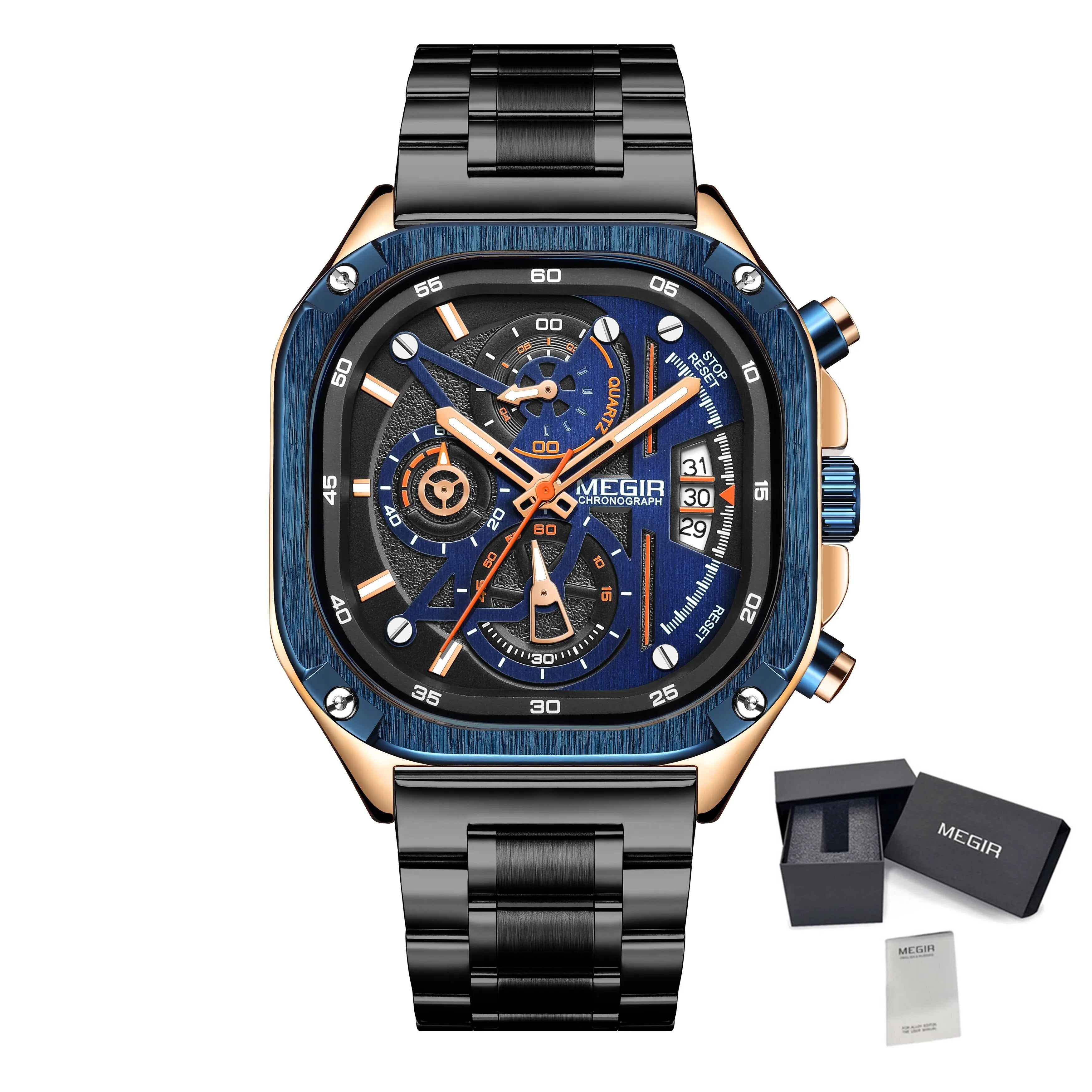 MEGIR Sports Military Watches for Men Luxury Business Casual Wristwatches Waterproof Date Clock Chronograph Reloj Hombre 2217-25