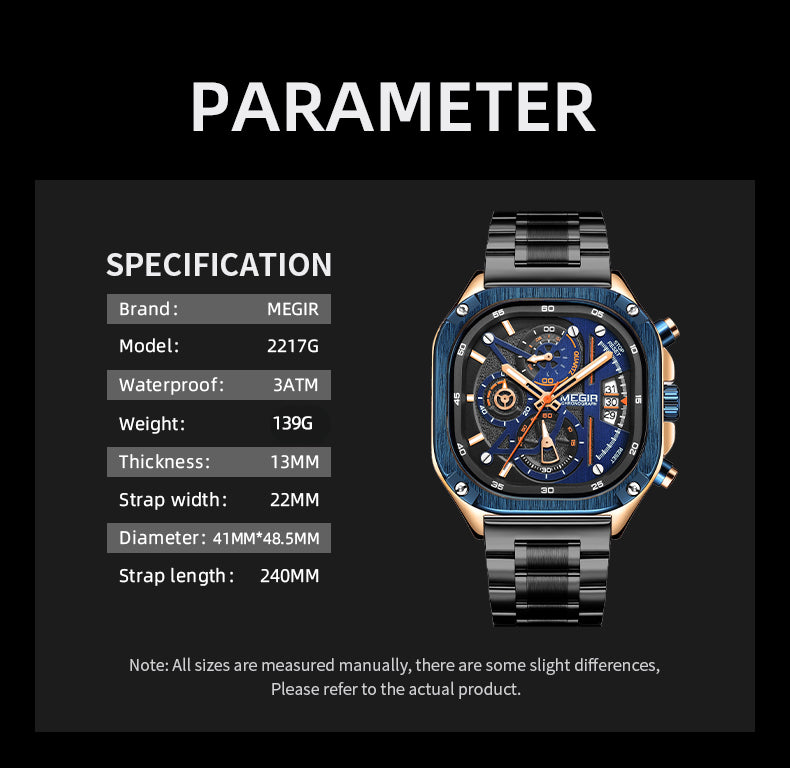 MEGIR Sports Military Watches for Men Luxury Business Casual Wristwatches Waterproof Date Clock Chronograph Reloj Hombre 2217-7