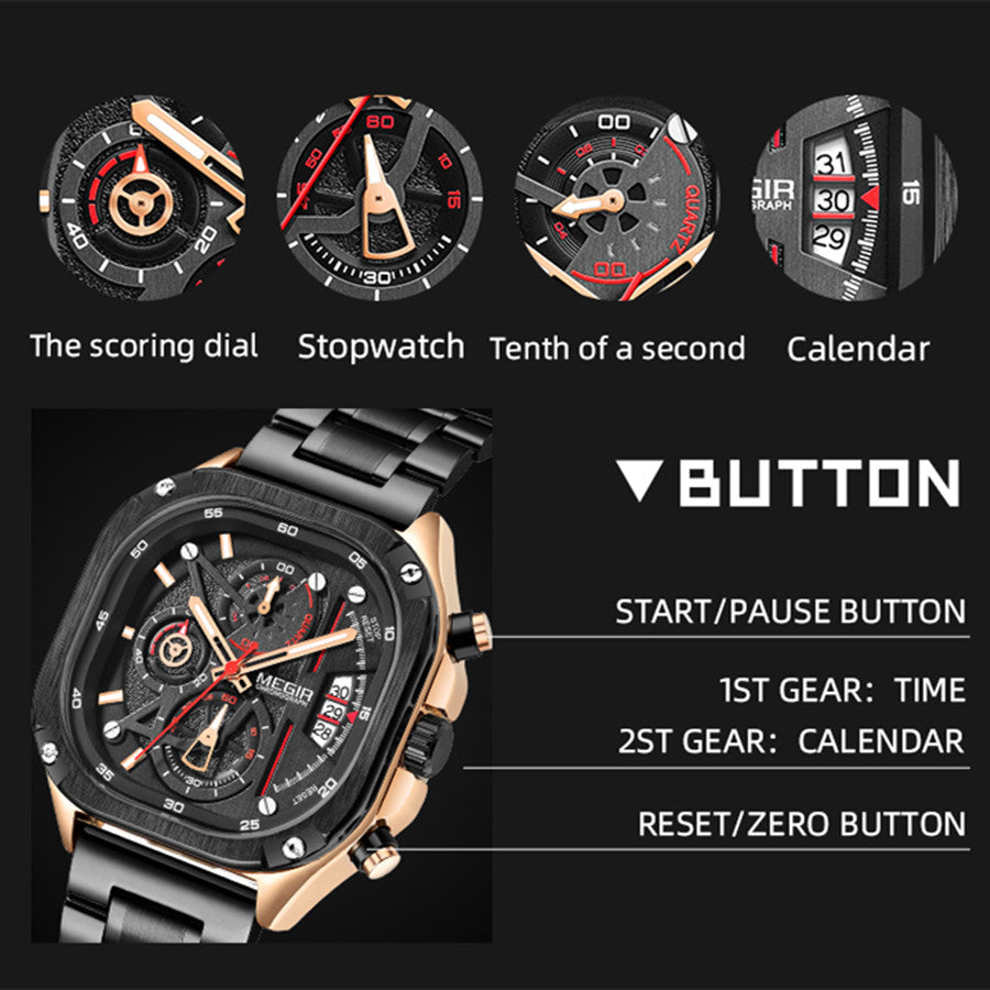 MEGIR Sports Military Watches for Men Luxury Business Casual Wristwatches Waterproof Date Clock Chronograph Reloj Hombre 2217-11