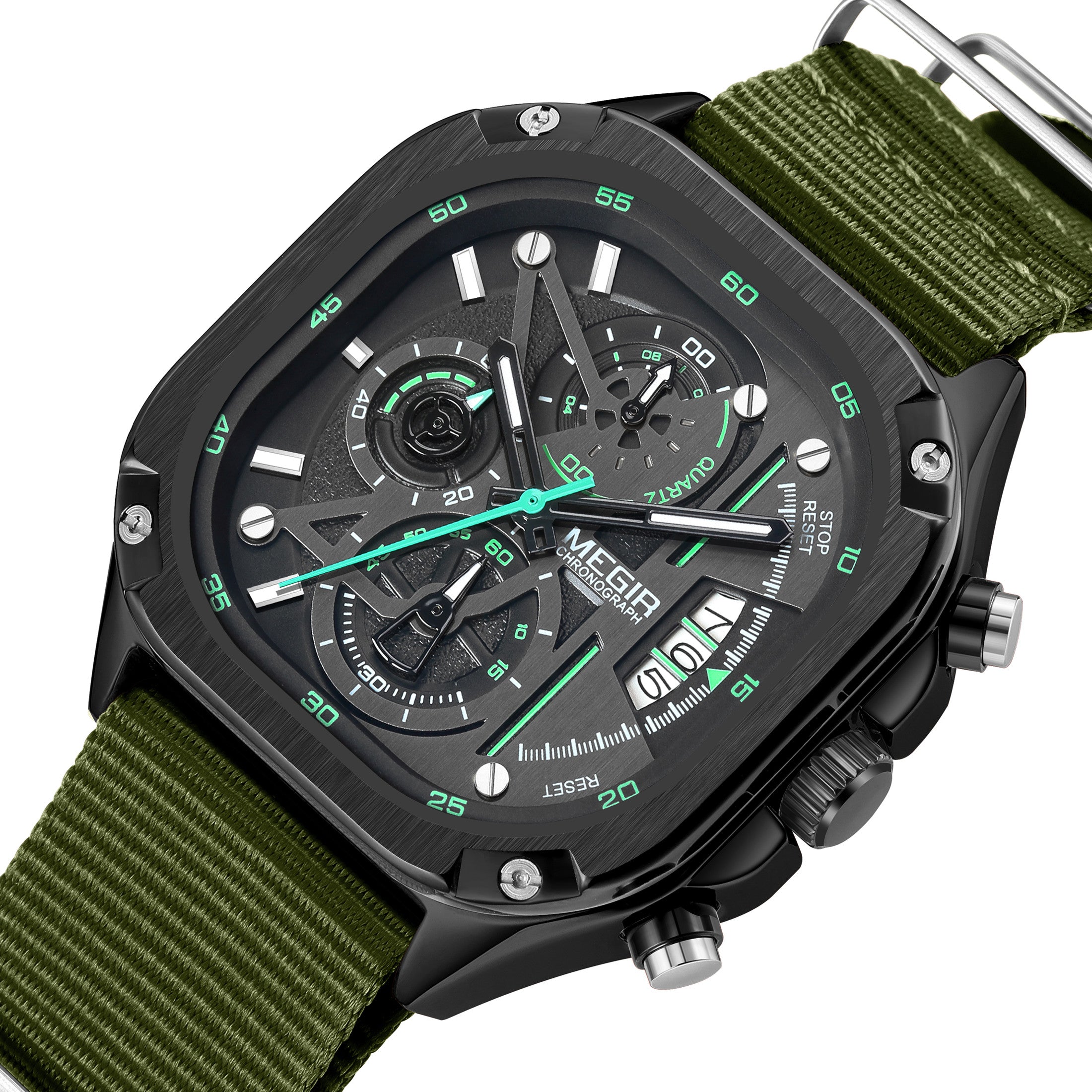 MEGIR Sports Military Watches for Men Luxury Business Casual Wristwatches Waterproof Date Clock Chronograph Reloj Hombre 2217-18