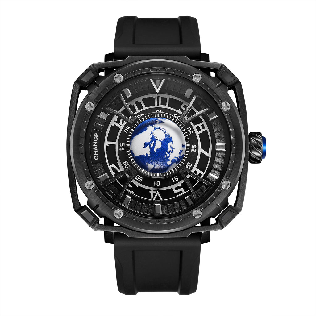 CHANCE Luxury Men Mechanical Wristwatch Automatic Watch Stainless Steel Case Sports Silicone Strap Luminous Watches Clock 9052-1