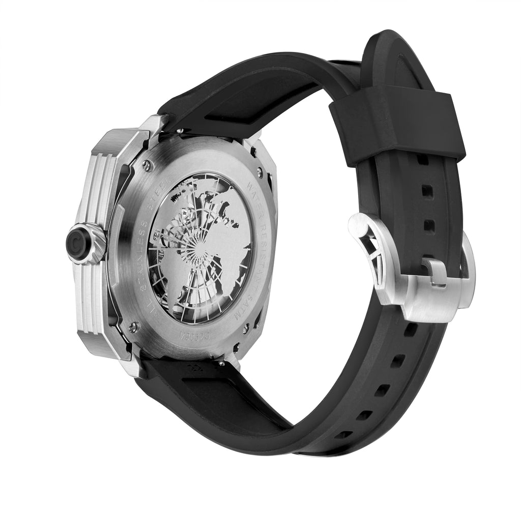 CHANCE Luxury Men Mechanical Wristwatch Automatic Watch Stainless Steel Case Sports Silicone Strap Luminous Watches Clock 9052-9