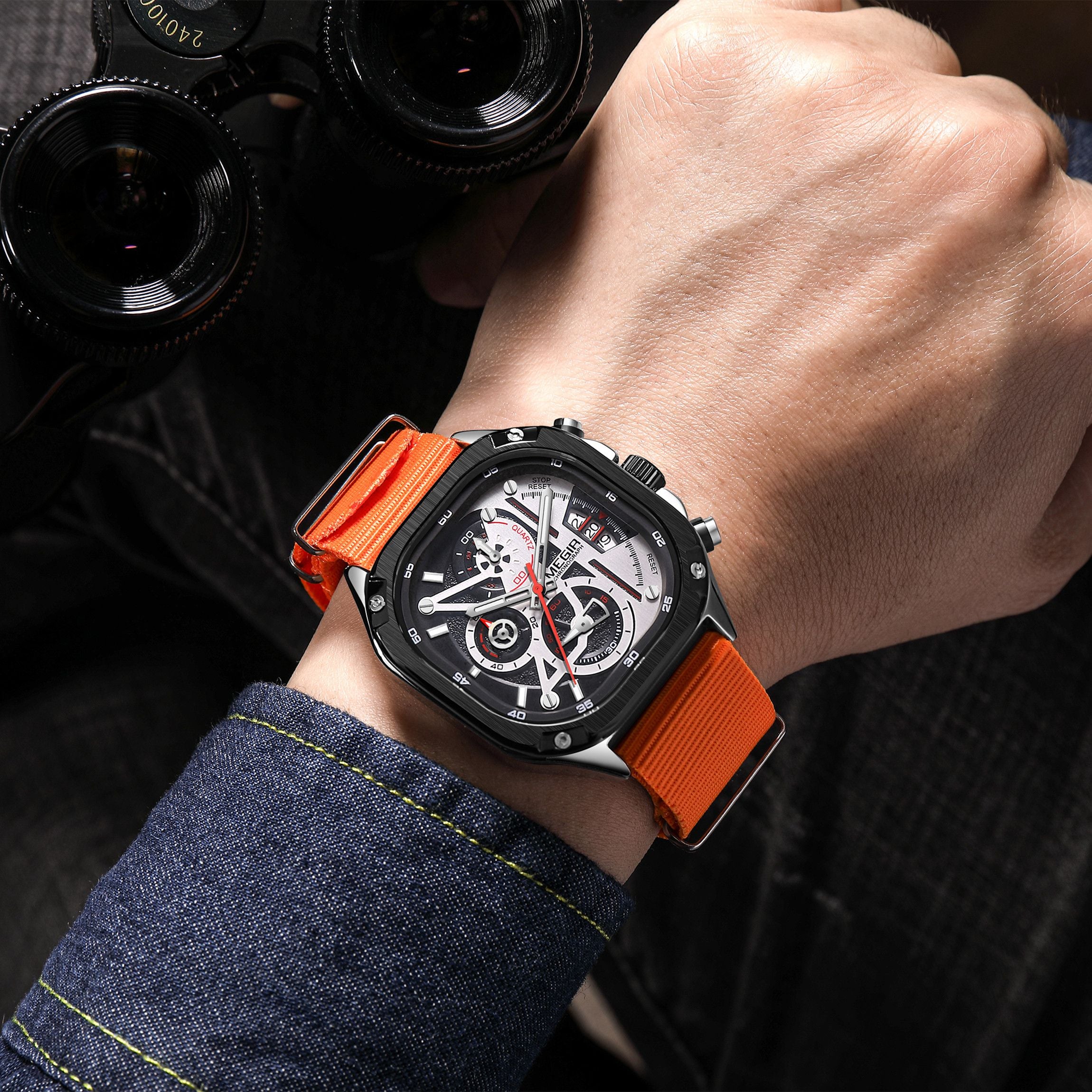 MEGIR Sports Military Watches for Men Luxury Business Casual Wristwatches Waterproof Date Clock Chronograph Reloj Hombre 2217-5