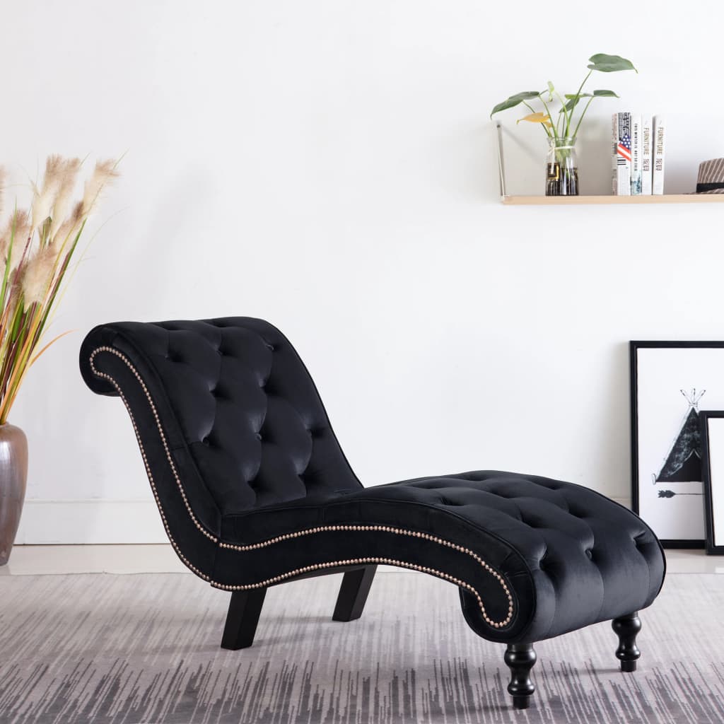 NNEVL Chaiselongue schwarzer Samt