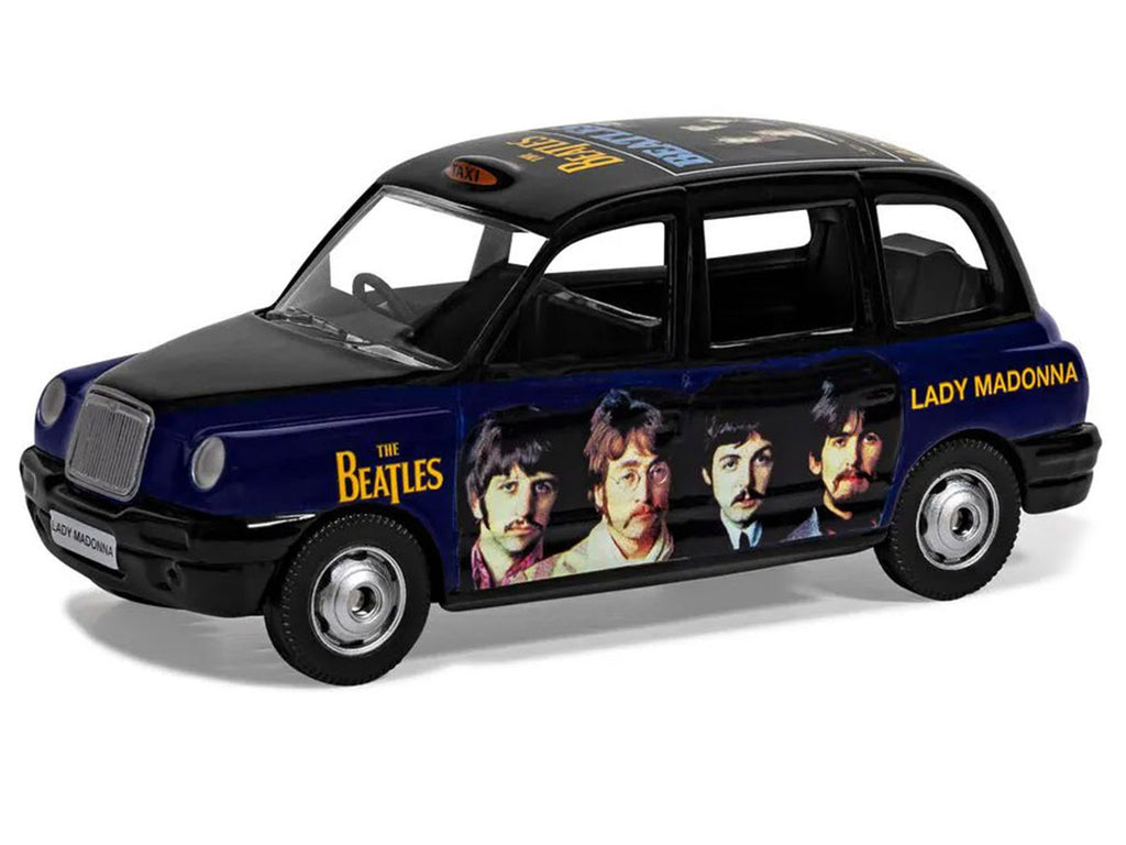 The Beatles London Taxi RHD (Rechtslenker) "Lady Madonna" Schwarz und Dunkelblau mit Grafiken Diecast Modell von Corgi