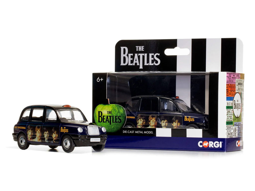 The Beatles London Taxi RHD (Rechtslenker) "Lady Madonna" Schwarz und Dunkelblau mit Grafiken Diecast Modell von Corgi