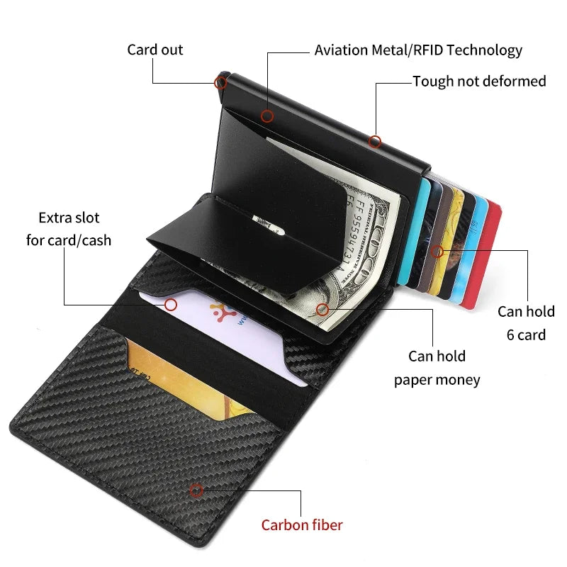 Carbon Fiber Rfid Slim Wallet For Men