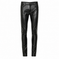 Men’s Black Leather Skinny Pants-0