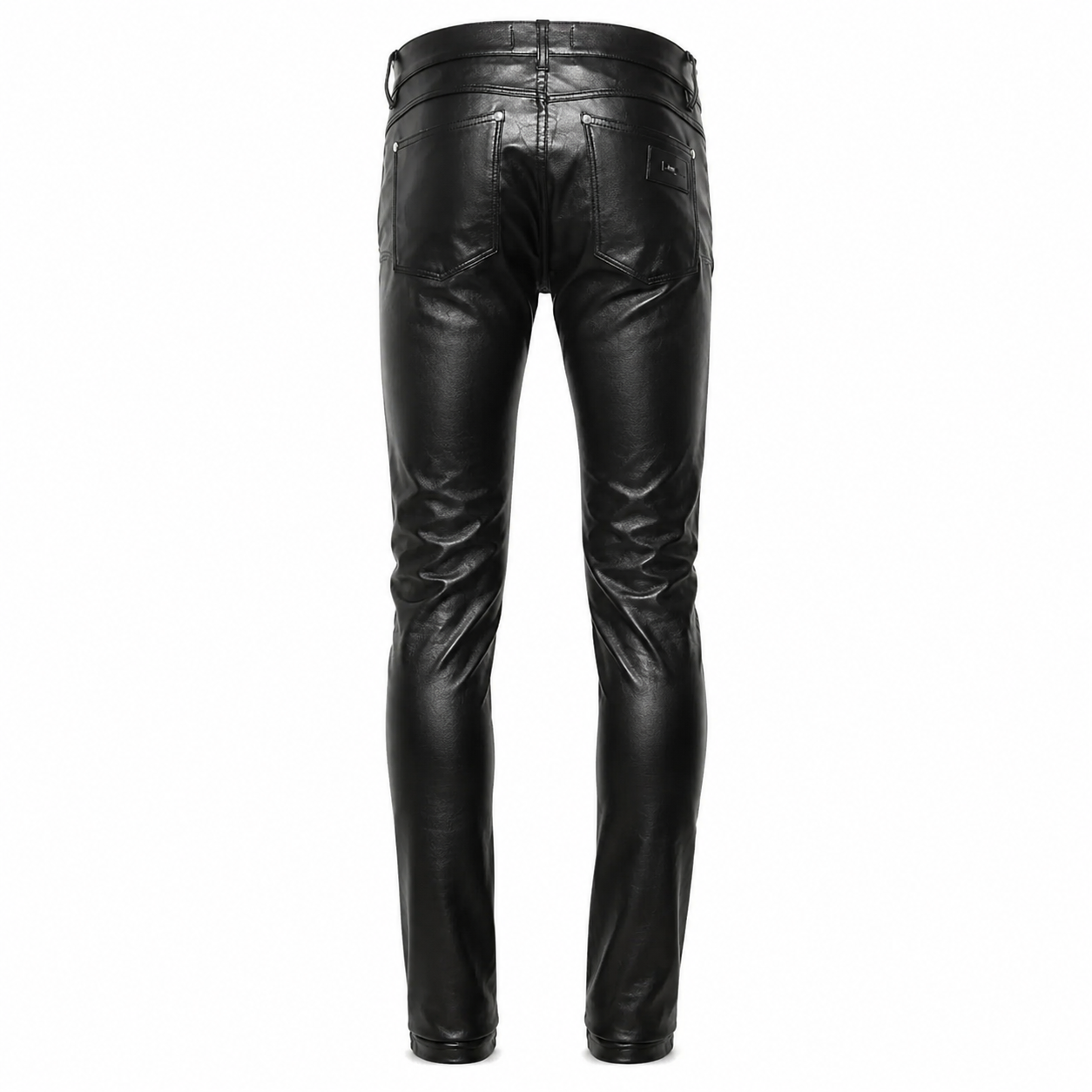 Men’s Black Leather Skinny Pants-1