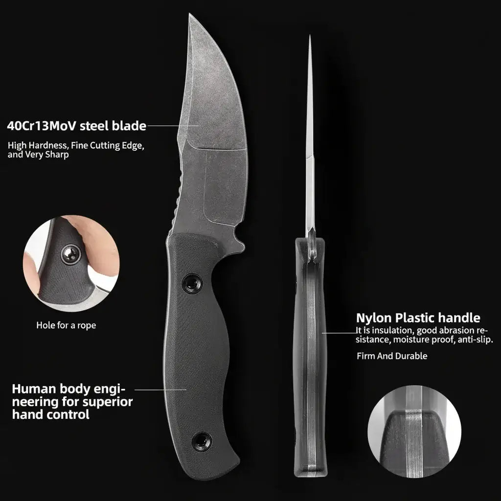 Feststehendes Jagdmesser für Camping & Survival – Super scharf
