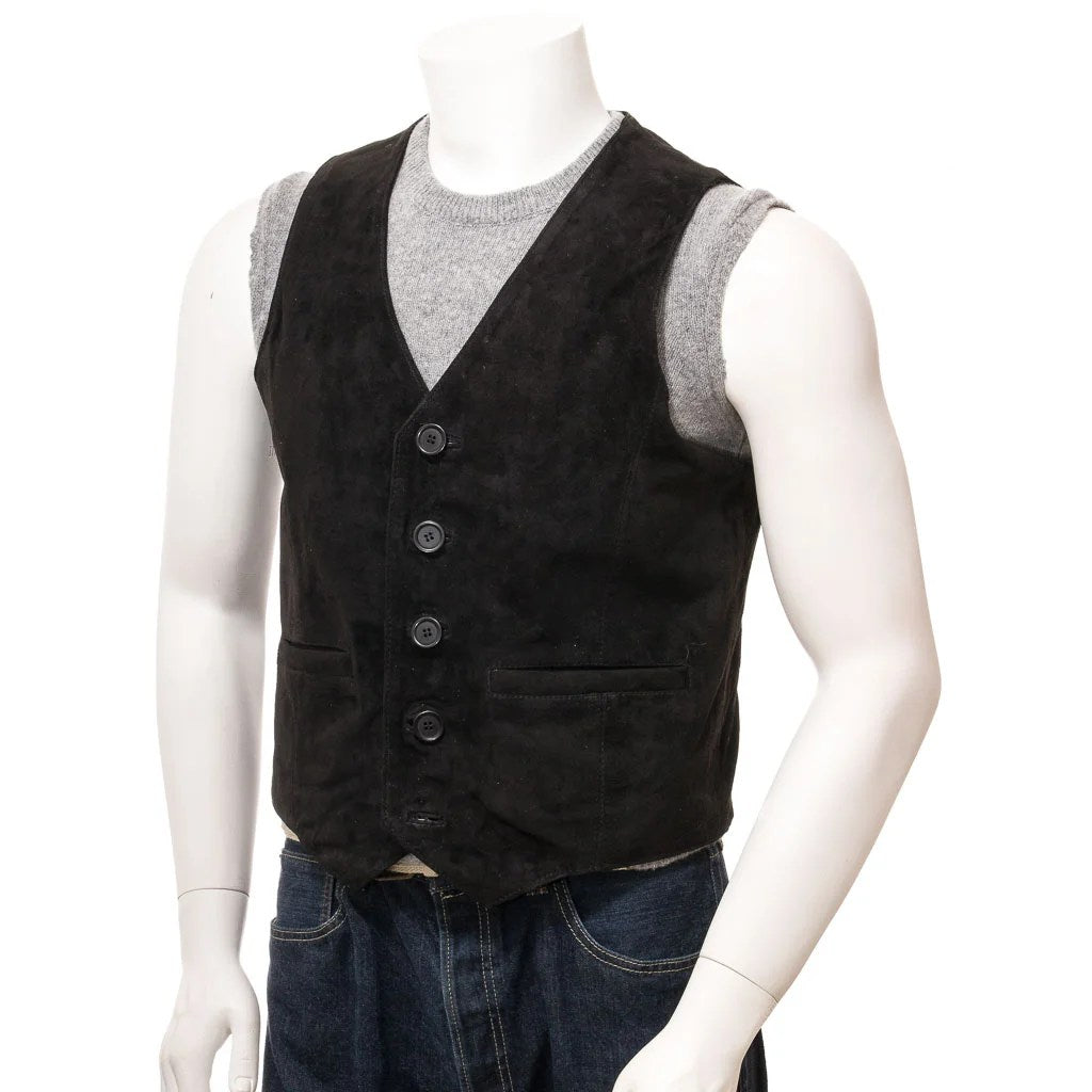 MEN CLASSIC BLACK SUEDE VEST DAYTON