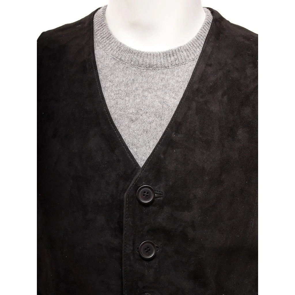 MEN CLASSIC BLACK SUEDE VEST DAYTON-1