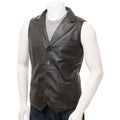 MEN CLASSIC BLACK LEATHER VEST DANBY