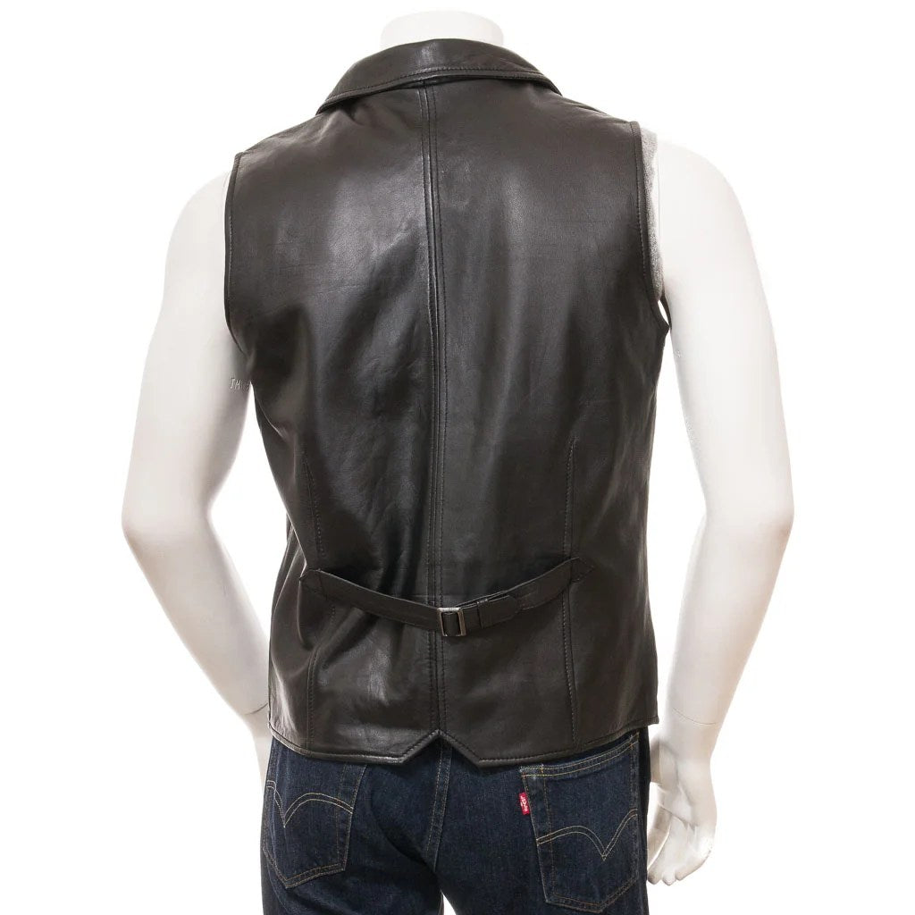 MEN CLASSIC BLACK LEATHER VEST DANBY-3