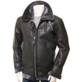 MEN BLACK AND GREY SHEEPSKIN JACKET ELBRIDGE