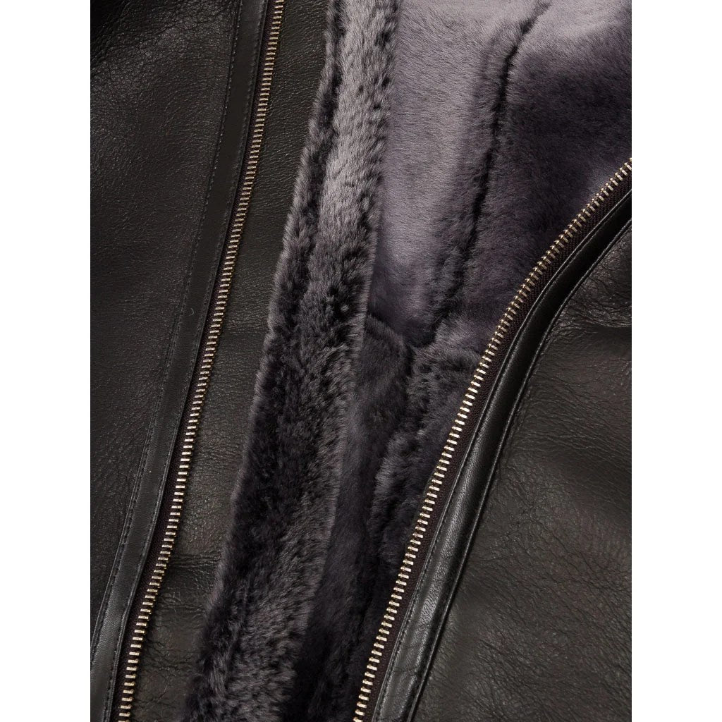HERREN SCHWARZ-GRAUE LAMMFELLJACKE ELBRIDGE