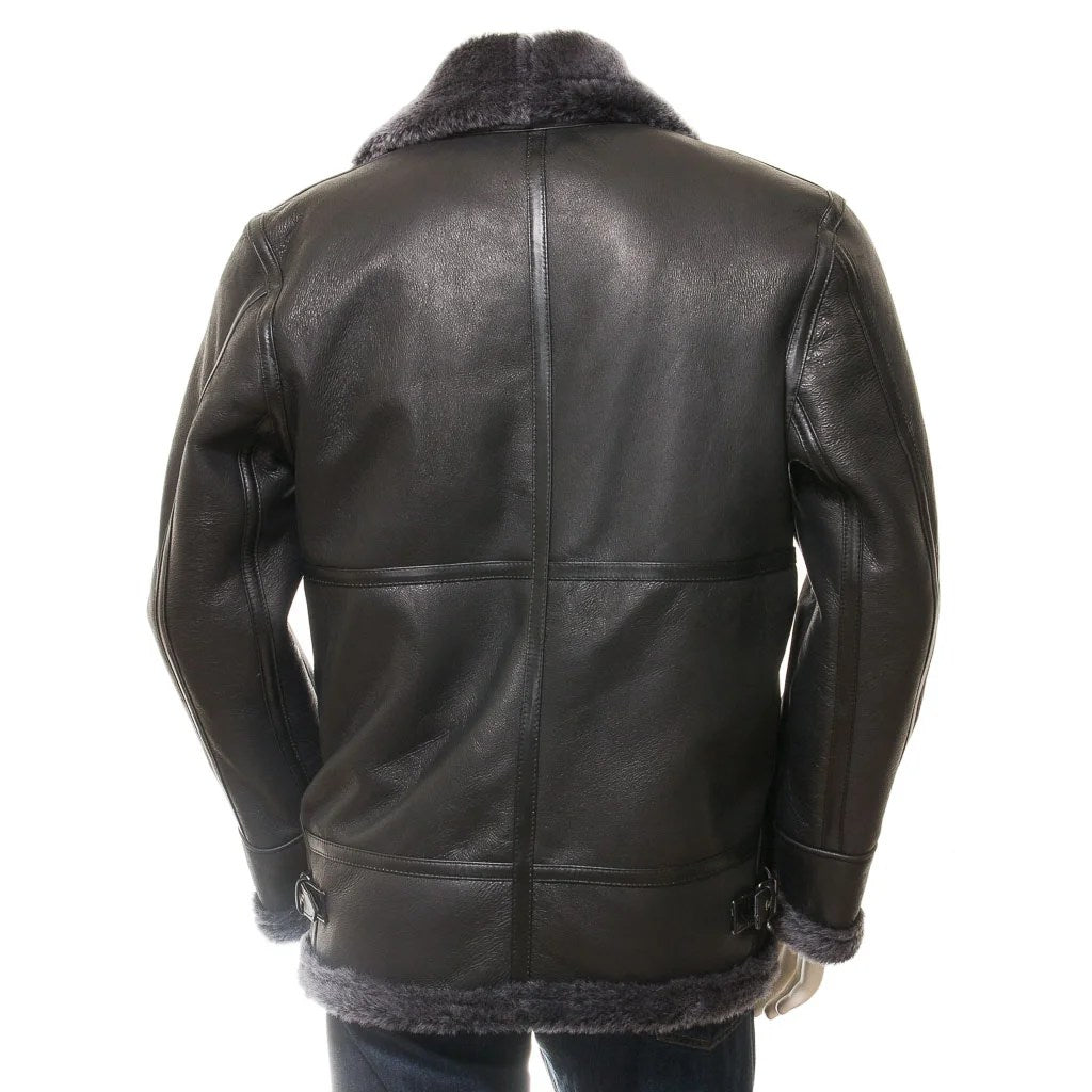 HERREN SCHWARZ-GRAUE LAMMFELLJACKE ELBRIDGE