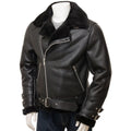 MEN BLACK SHEARLING BIKER JACKET ELLINGTON