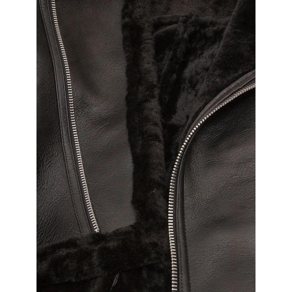 MEN BLACK SHEARLING BIKER JACKET ELLINGTON-5