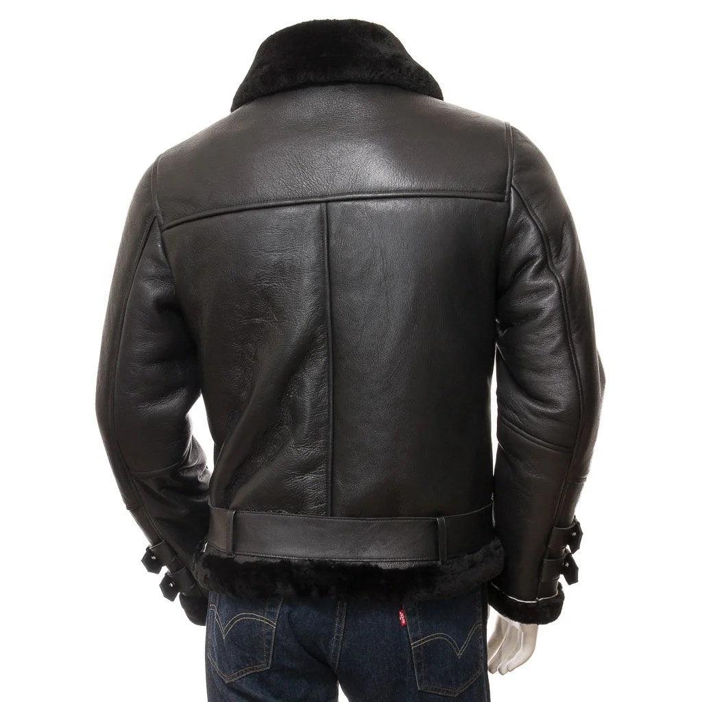 MEN BLACK SHEARLING BIKER JACKET ELLINGTON-4