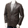 MEN CLASSIC BROWN LEATHER BLAZER MANSFIELD