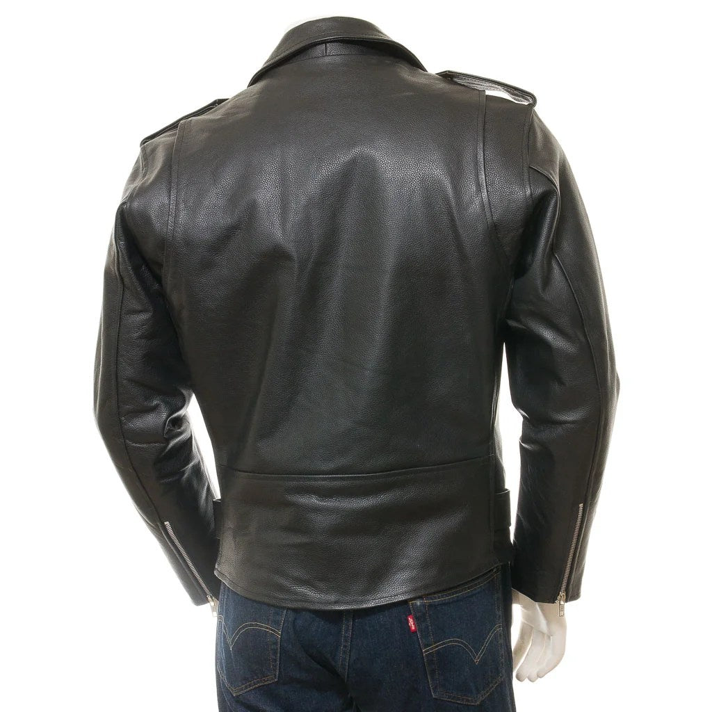 HERREN SCHWARZE LEDER BIKERJACKE CANDOR