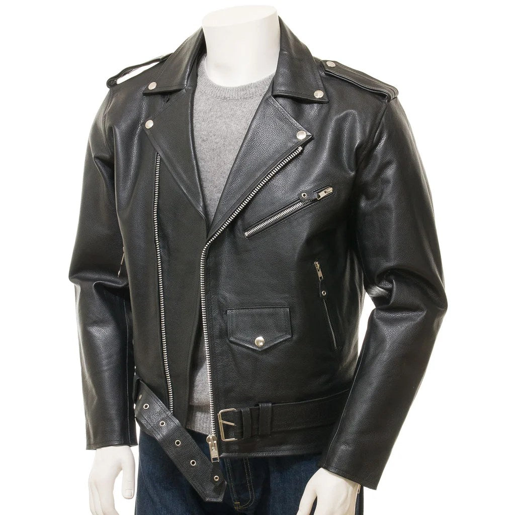 HERREN SCHWARZE LEDER BIKERJACKE CANDOR