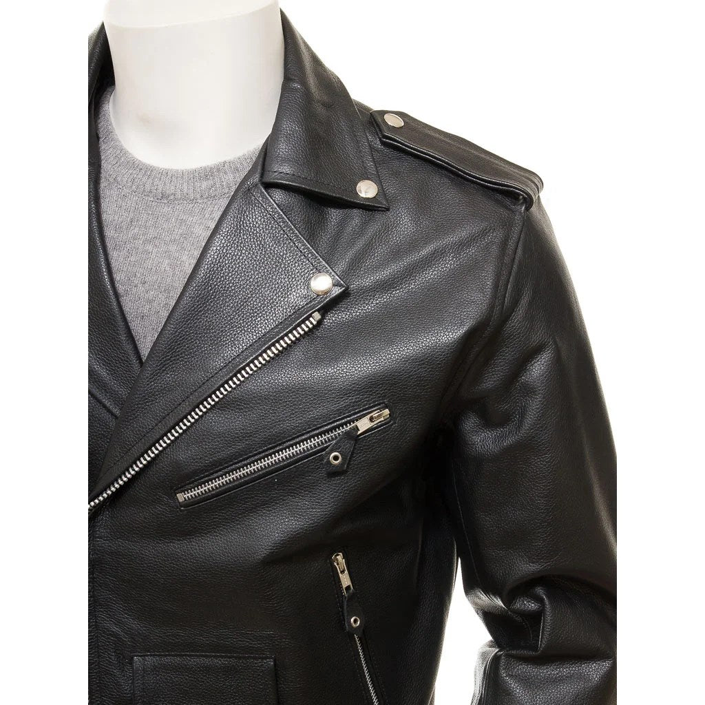 HERREN SCHWARZE LEDER BIKERJACKE CANDOR