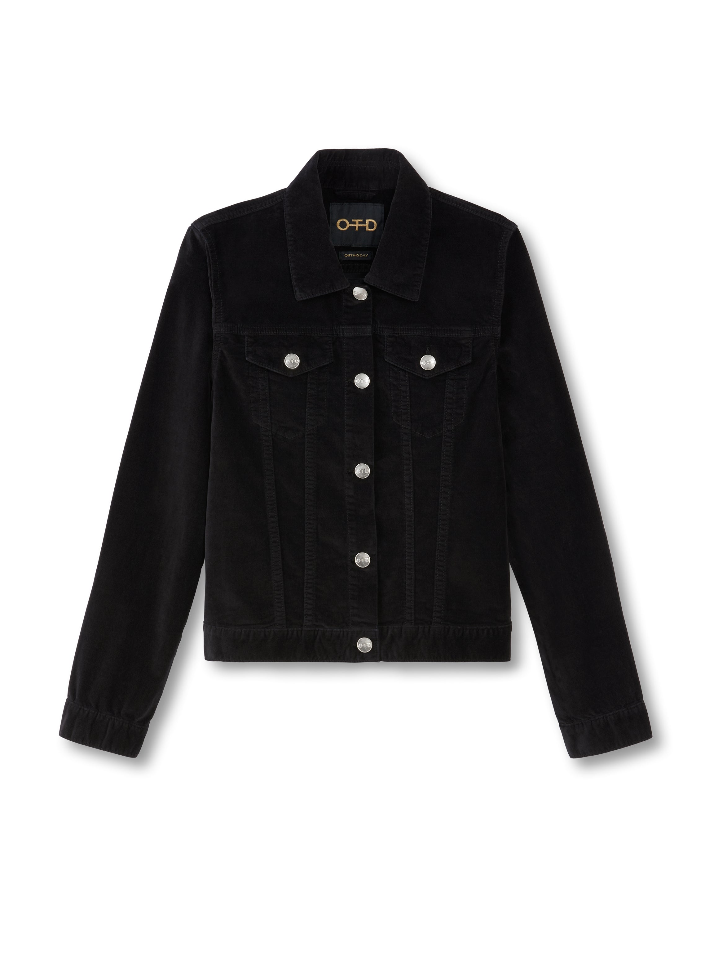 Jeansjacke aus Stretch-Samt (Schwarz)