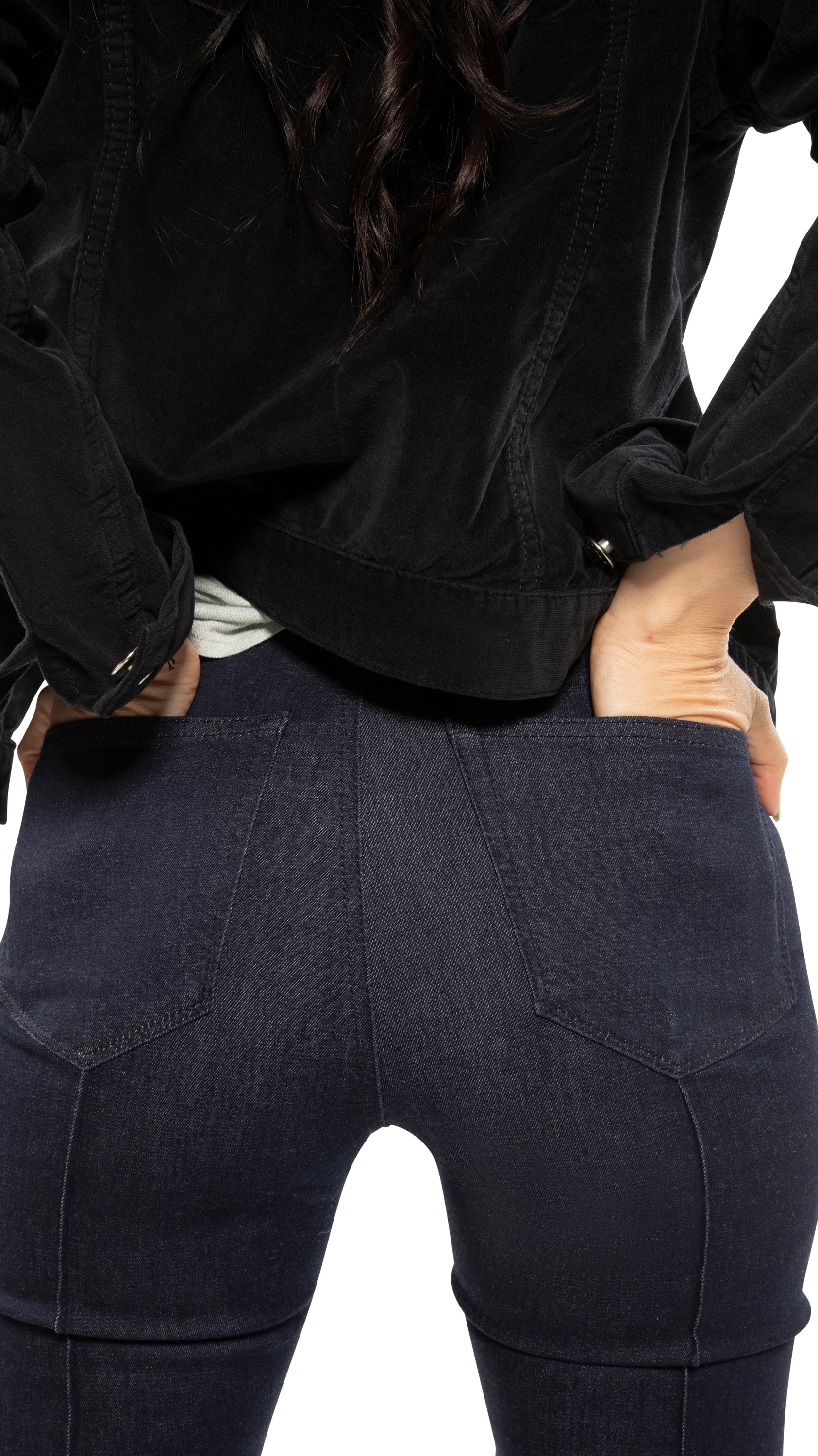 Jeansjacke aus Stretch-Samt (Schwarz)