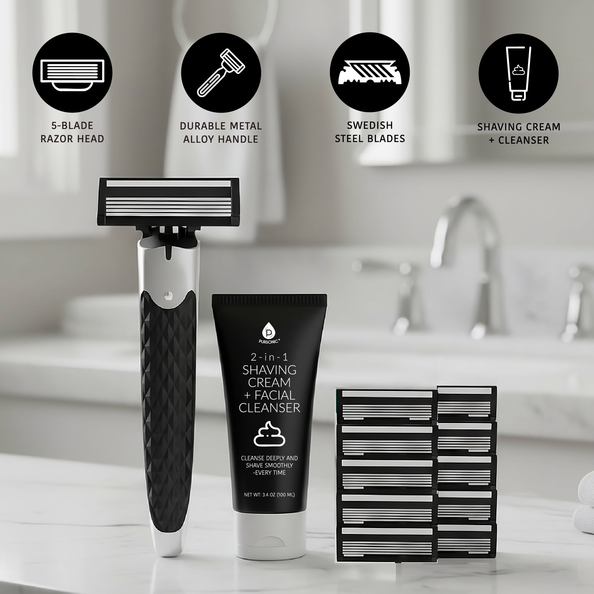 Men's Grooming Essentials Bundle: Shaving Kit & Beard & Body Trimmer