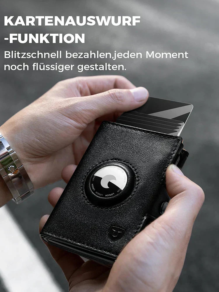 Men’s Blocker Wallet - Genuine Leather Wallet with Coin Pocket, Black