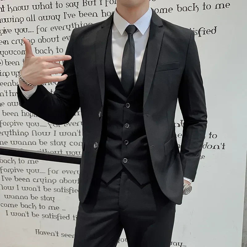 Mens Business Suit Set Blazer (Black)-1