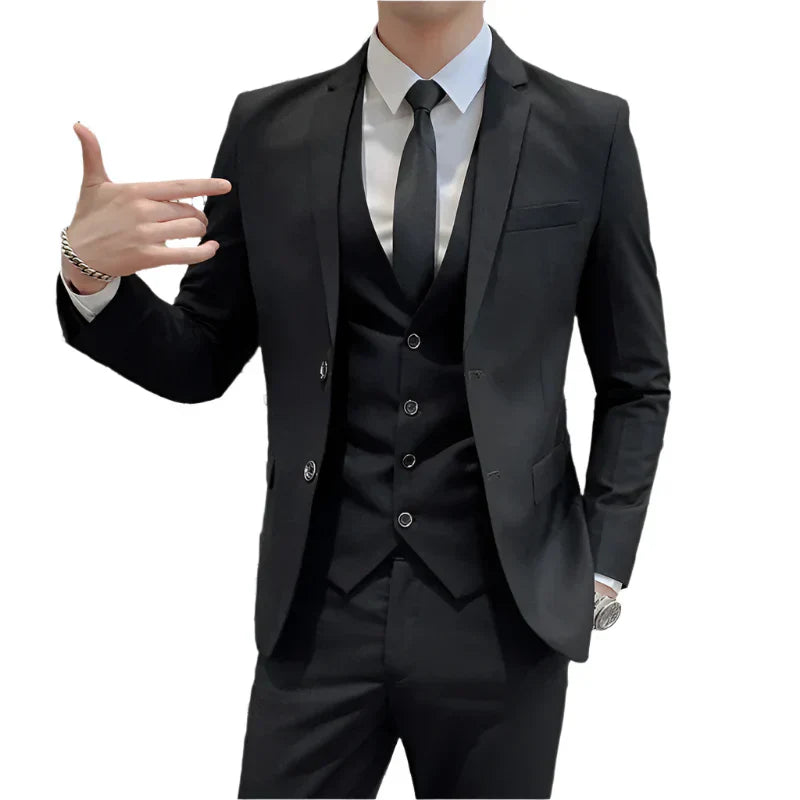 Mens Business Suit Set Blazer (Black)-0