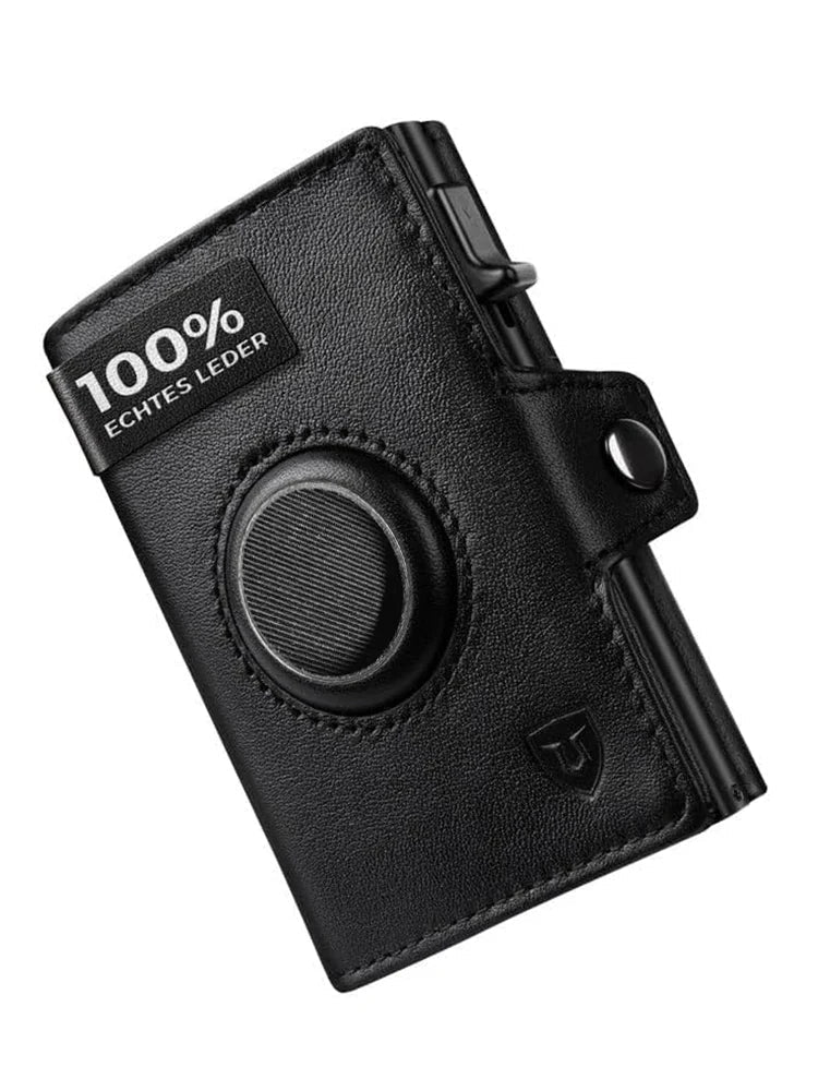 Men’s Blocker Wallet - Genuine Leather Wallet with Coin Pocket, Black
