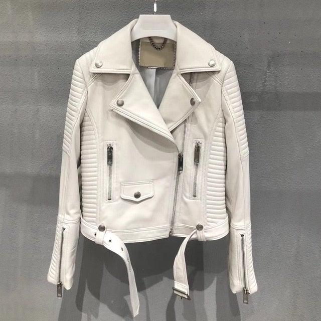 Sleuve Luxuriöse Bikerjacke für Damen aus echtem Schafsleder