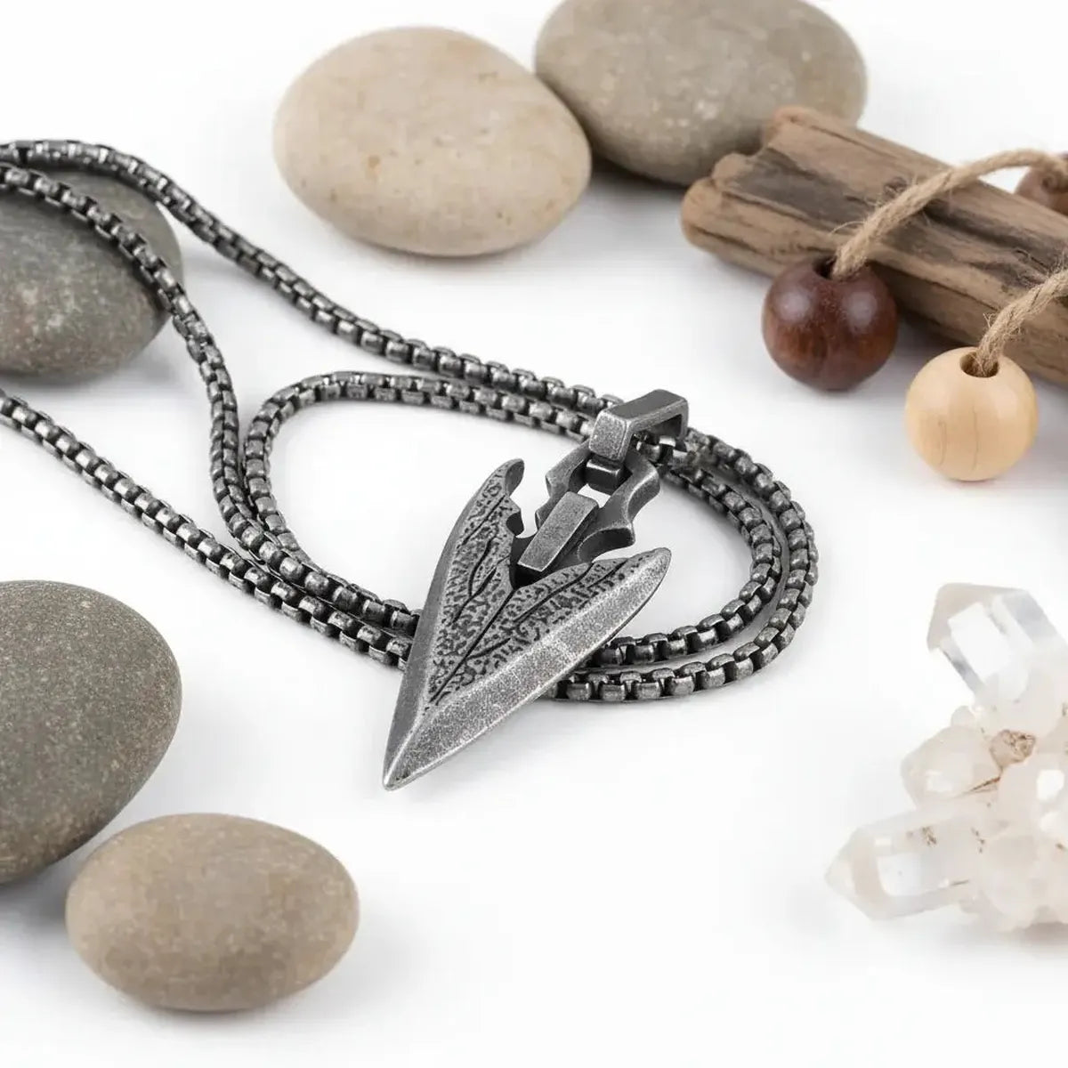 Vintage Viking Spear Necklace Norse Mythology Silver Pendant for Men & Women