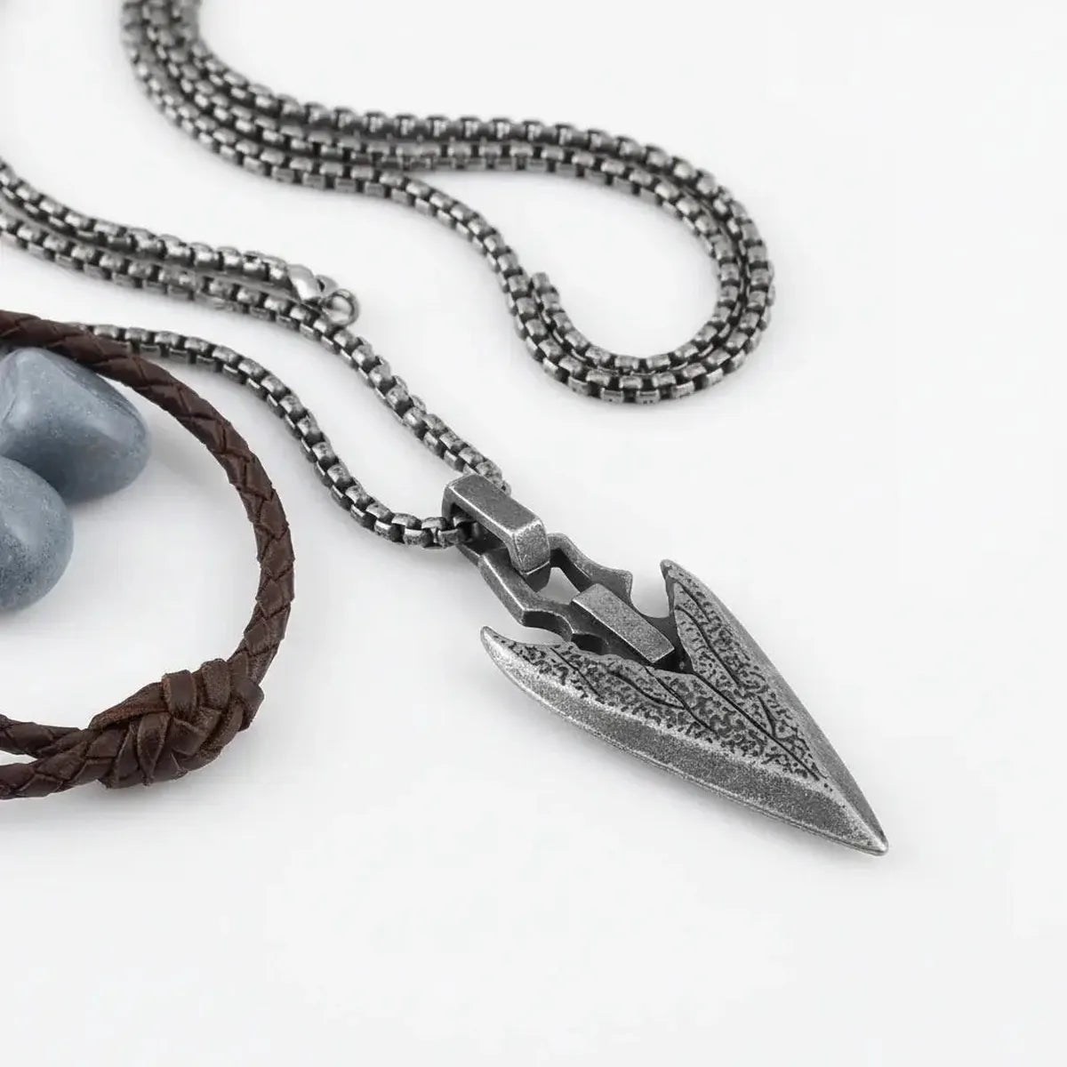 Vintage Viking Spear Necklace Norse Mythology Silver Pendant for Men & Women