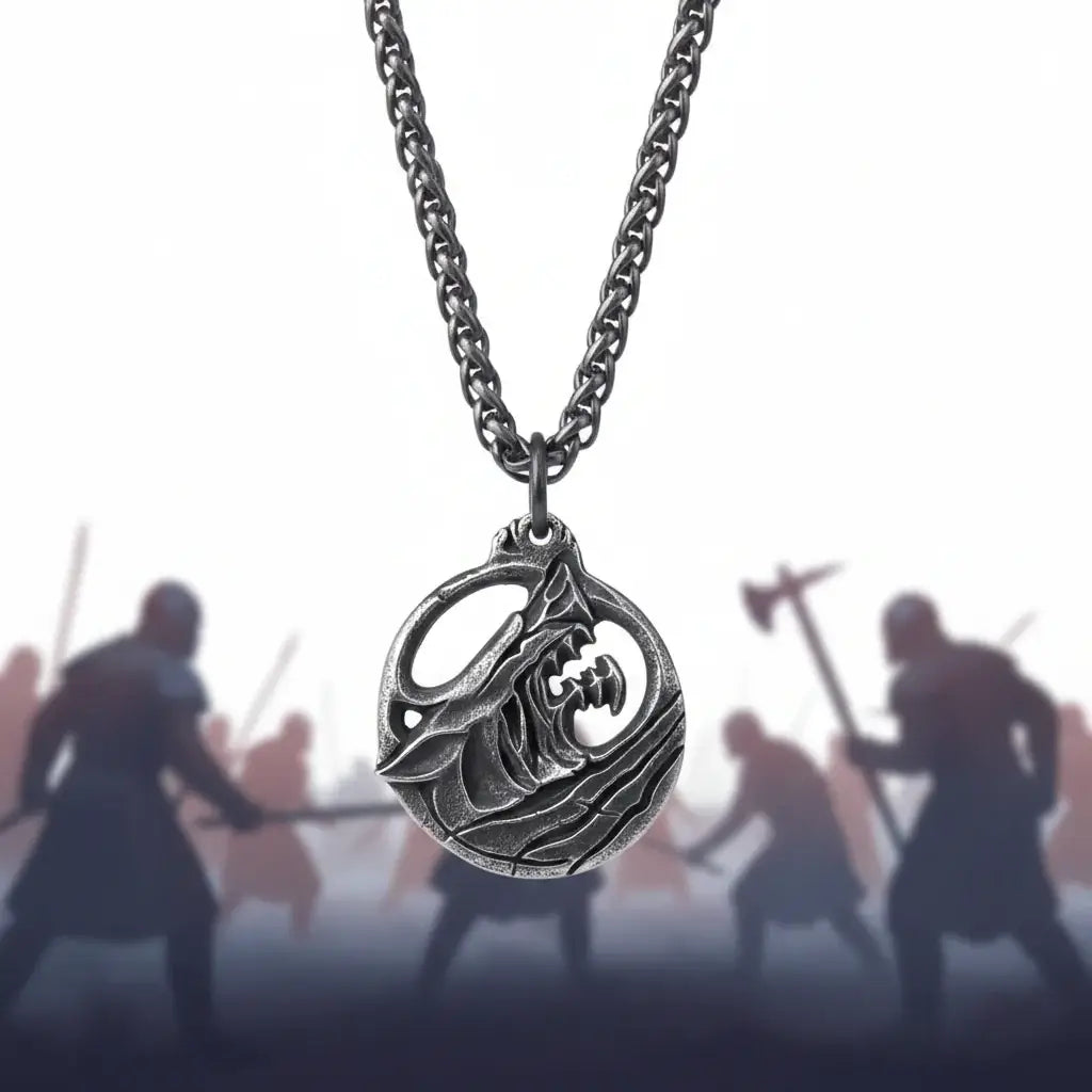 Wikinger Wolfskopf-Anhänger Halskette für Herren – Nordisches Geschenkset