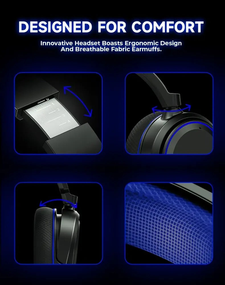 Kabelloses RGB-Gaming-Headset mit Surround-Sound