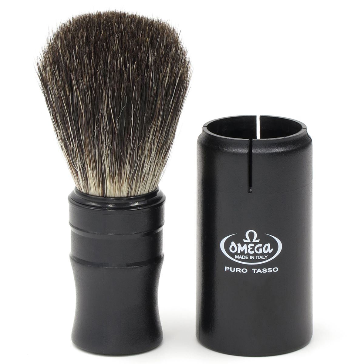 Omega shaving brush 100% black badger travel brush 9cm