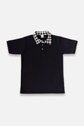 Herren Bambus-Poloshirt | Schwarz Bison Plaid