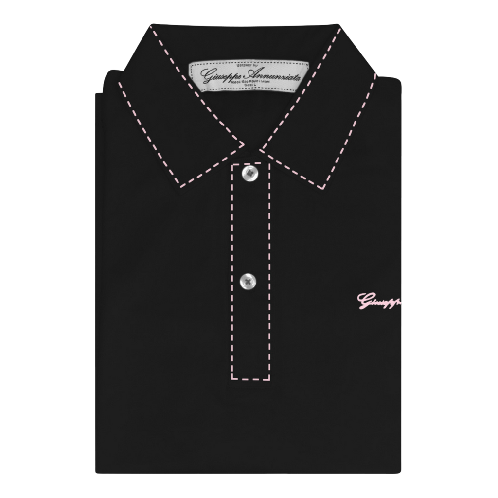 Stitches Polo Black and Pink-0