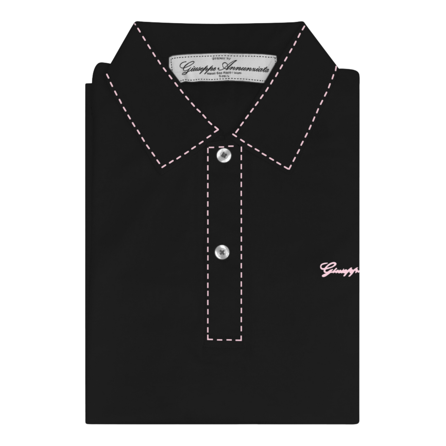 Stitches Polo Black and Pink-0